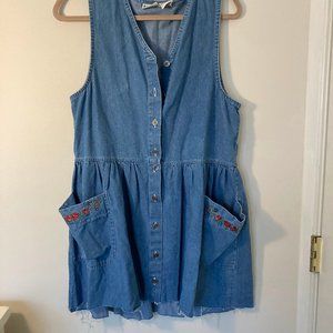 Capacity Denim Embroidered Mini Dress | Size S